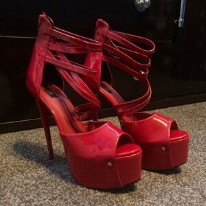 Handmade Tajna Club Red Strap Heels